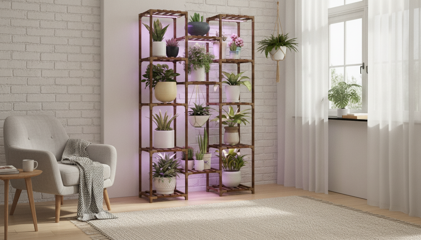 63-Inch 13-Tier Plant Stand with Grow Light (Boho)